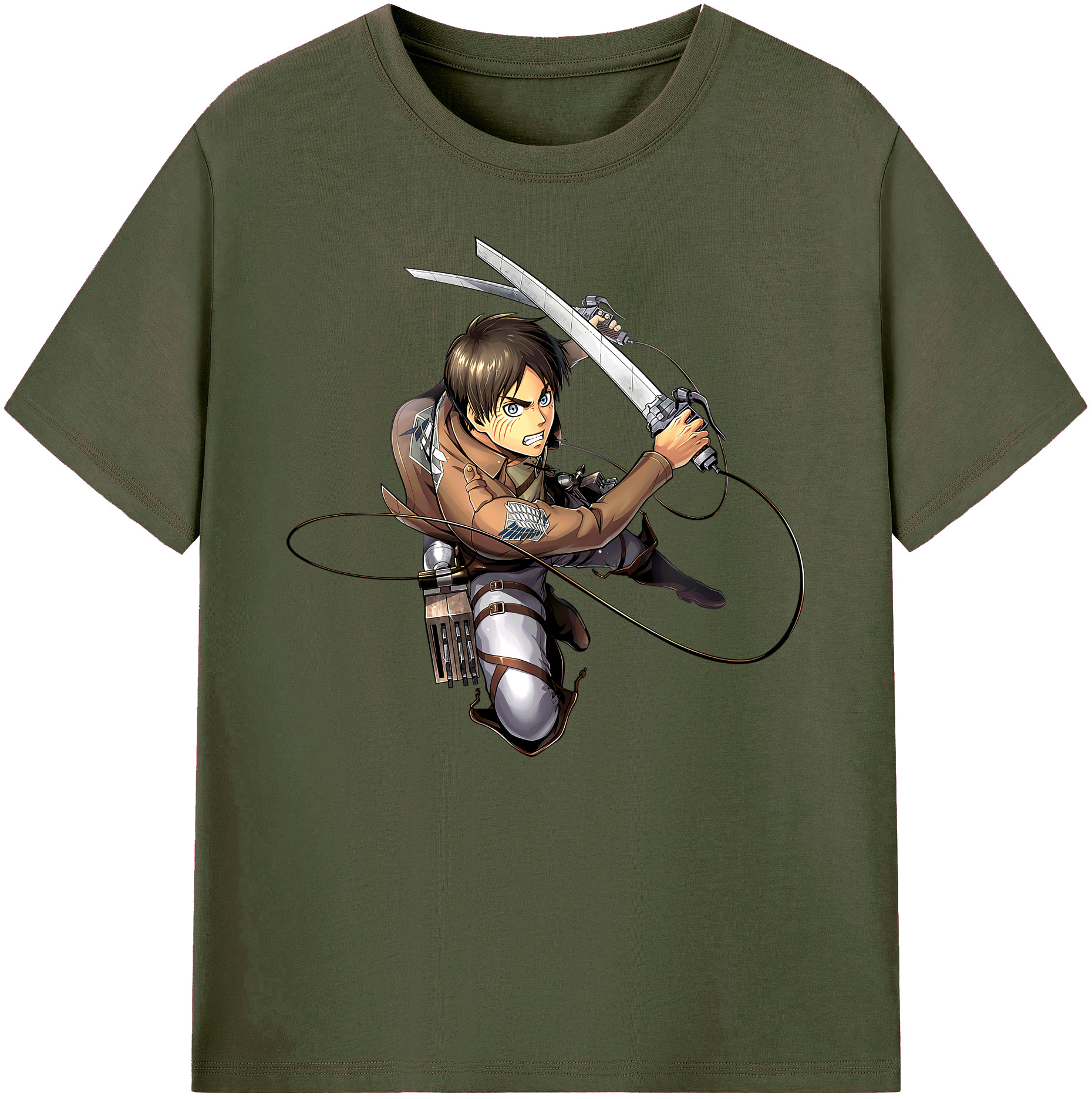 （画像用） 進撃の巨人 エレン･イェーガー Attack on Titan Eren Jäger 綿100％ メンズ半袖Tシャツ｜肌触りやわらか＆通気性